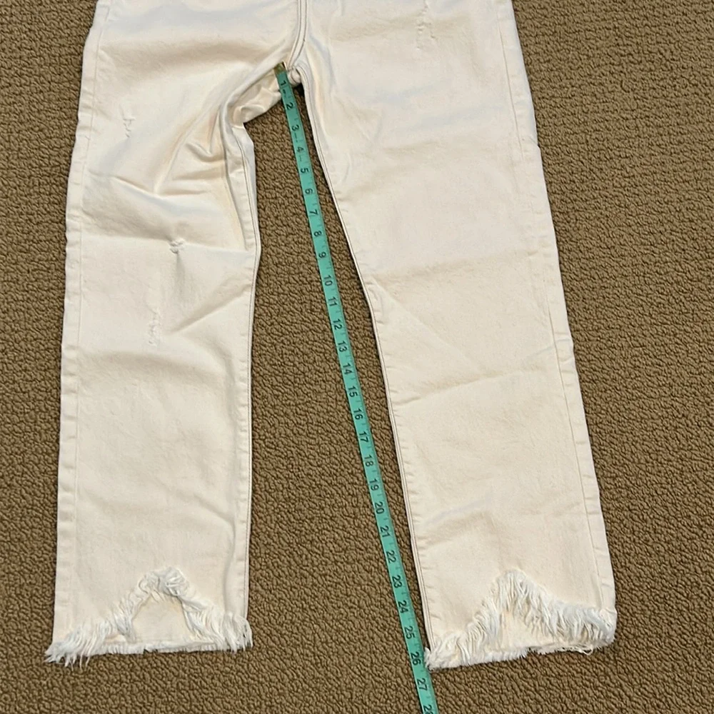 Jonathan Simkhai River High Rise Straight Leg Jeans in Ecru 32 Distressed - Picture 14 of 15